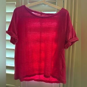 JCREW PINK LINEN TEE SIZE LARGE
